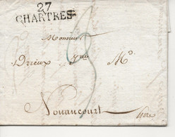LAC 1829 Marque Postale Linéaire 27 CHARTRES Pour NONANCOURT EURE - 1801-1848: Précurseurs XIX