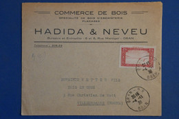 A0 6 ALGERIE  BELLE LETTRE PRIVEE 1938 ++++ ORAN  POUR VILLEURBANNES  FRANCE   +  +AFFRANCH. INTERESSANT - Covers & Documents