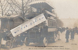 Mise En Service D'Omnibus Automobiles , Châssis Et Moteur Krièger Au 8ème Salon De L'Automobile En 1905 ( Carte Photo ) - Transport Urbain En Surface