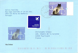 PORTUGAL. Timbre De 2011 Sur Enveloppe Ayant Circulé. Chat/Vétérinaire. - Gatos Domésticos