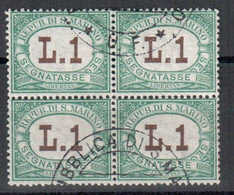 SAN MARINO 1924 SEGNATASSE 1 LIRA QUARTINA USATA - Sonstige & Ohne Zuordnung