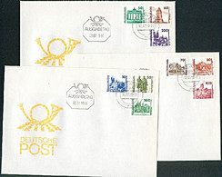 FDC DM-Ausgabe Der DDR Kpl. Meißen Albrechtsburg, Schwerin Semperoper Dresden Wartburg Kyffhäuser Barbarossa - 1e Dag FDC (vellen)