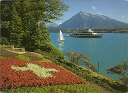 1106934  Oberhofen Am Thunersee, Schloss Und Schiffstation Mit Blümalp - Oberhofen Am Thunersee