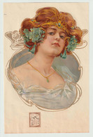 CHROMO DÉCALCOMANIE GRAND FORMAT - Fille De Style Art Nouveau - 260x170 Mm - Autres