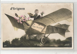 84 Vaucluse Une Pensée D'avignon Montage Enfant Avion 1911 - Avignon