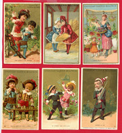 Chocolat Guérin Boutron Lot De 6 Chromos, Thèmes Divers, Enfants, Lith. Vallet Minot & J. Minot, Voir Scans Pour Détail - Guerin Boutron