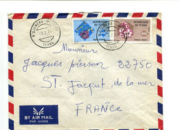 TCHAD N'Djamena Mosquée 1976 - Affr. Sur Lettre Par Avion - Fleurs - Tschad (1960-...)