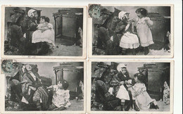 Série  De 4 Cartes Représentant Deux Fillettes Jouant à La Maman - Collections, Lots & Series