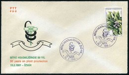 Türkiye 1981 Medicinal Plants | 50 Years On Plant Protection | Special Postmark, Izmir, Feb. 15 - Medicinal Plants