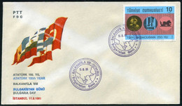 Turkey 1981 Bulgaria Day, Philatelic Exhibition BALKANFILA VIII | Flag | Special Cover, Istanbul, Aug. 11 - Covers & Documents