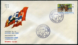 Turkey 1981 Yugoslavia Day, Philatelic Exhibition BALKANFILA VIII | Flags |Special Cover, Istanbul, Aug. 13 - Lettres & Documents