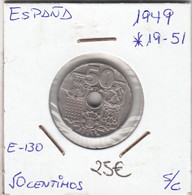 E0130 MONEDA ESPAÑA 50 CENTIMOS 1949 ESTRELLAS 19-51 SIN CIRCULAR 25 - Andere & Zonder Classificatie