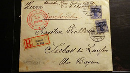 OC 4 X2 Op Brief " Recommandé " " Bruxelles - Laufen " 1914 - Deutsche Besatzung