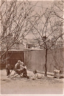 Carte-photo Homme Et Enfants Dans Jardin Au 29 De Fréville Avenue à Cambridge 24 Avril 1915 - Cambridge