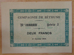 BÉTHUNE - GRENAY ( 62 - PAS-DE-CALAIS)  2 Francs 1 Janvier 1915 Série 2 N° 19127 - Bons & Nécessité