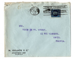 CUBA - LSC - N. GELATS Y Cia à Habana Pour Paris En 1926 - Cartas & Documentos