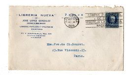 CUBA - LSC - Libreria Nueva JOSE LOPEZ GONZALEZ à Habana Pour Paris En 1926 - Lettres & Documents