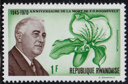 Rwanda 1970 MNH Sc 384 1fr Franklin D Roosevelt, Orchid - Ongebruikt