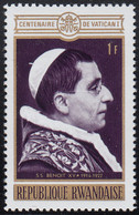 Rwanda 1970 MNH Sc 394 1fr Pope Benedict XV - Ongebruikt