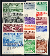 39576 CUBA 1936 Zona Franca Matanzas. 14 Values Hand Ovpt. "MATANZAS/May 5 1936" ??muestra - Non Dentellati, Prove E Varietà