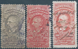 Brasil - Brasile - Brazil,Revenue Stamp Tax Fiscal,STAMP DUTY,STATE OF RIO GRANDE,300R - 400R - 5000R,Used - Dienstmarken