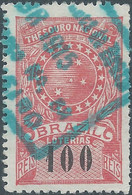 Brasil - Brasile - Brazil,1915 Revenue Stamp Tax Fiscal,National Treasure LOTTERIES,100R,Used - Officials