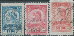 Brasil - Brasile - Brazil,Revenue Stamp Tax Fiscal,National Treasure,1$000 - 2$000 -5$000,Used - Dienstmarken