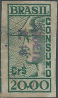 Brasil - Brasile - Brazil,Revenue Stamp Tax Fiscal,Consumption,Imperf,Used - Service