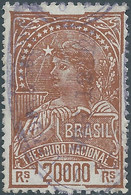 Brasil - Brasile - Brazil,1924 Revenue Stamp Tax Fiscal,National Treasure, 20000R,Obliterated - Oficiales