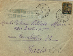 16-11-18 - Enveloppe De RHODES / TURQUIE D'ASIE Affr. T P Du Levant N°17   Censure Italienne - Covers & Documents