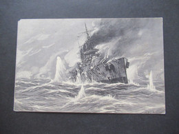 Künstler AK 1.WK 1916 Wohlfahrts PK Kriegsschiff Professor Willy Stöwer Seegefecht In Der Nordsee Stempel Hannover Kleef - Guerre