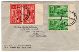 New Zealand 1936 Chamber Of Commerce Pairs Half Penny And One Penny On Cover - Brieven En Documenten