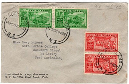 New Zealand 1936 Chamber Of Commerce  Cover With Pairs Half Peny And 1d - Storia Postale