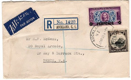 New Zealand 1945 Registered Cover From Auckland To Perth - Covers & Documents