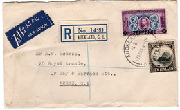 New Zealand 1945 Registered Cover From Auckland To Perth - Storia Postale