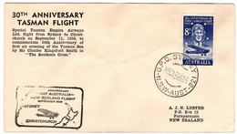 New Zealand 1958  30th Anniversary Tasman Flight,Sydney-Christchurch,souvenir Cover - Brieven En Documenten