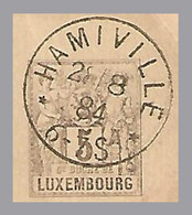 LUXEMBOURG - Hamiville Cds - T31 1884 - Post Office Only Open 1881-1888 - 5c Allegory Postal Card - 1882 Allegory
