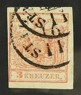 1850 3k Red, Ribbed Paper, SG 3b, Very Fine With 4 Margins (close On Left). For More Images, Please Visit Http://www.san - Unclassified