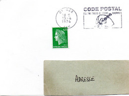 AIN - Dépt N° 01 = GEX 1974 = FLAMME à DROITE = SECAP Illustrée   'CODE POSTAL / MOT DE PASSE ' - Code Postal