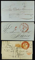 1842-1851 COVERS Includes 1842 Entire Letter To Paris With Dated "Franqueado Mexico" & Boxed "Packet Letter" Marks And T - Mexico