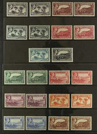 1938-48 Pictorials Complete Set With ALL PERFORATION TYPES, SG 101/12 & 101a/10a, Never Hinged Mint, Fresh. (22 Stamps)  - Montserrat