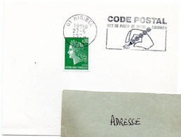 AIN - Dépt N° 01 = MIRIBEL 1974 = FLAMME à DROITE = SECAP Illustrée   'CODE POSTAL / MOT DE PASSE ' - Code Postal