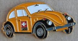 VW POSTE SUISSE - VOITURE POSTALE - COCCINELLE JAUNE - PTT - SWISS POST - CAR - AUTOMOBILE - AUTO - YELLOW -     (BLEU) - Volkswagen