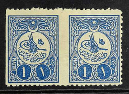 1909-10 1pi Blue, Horiz. Pair, Two Rows IMPERF VERTICALLY, Mi 162 II C, Mint. For More Images, Please Visit Http://www.s - Sin Clasificación