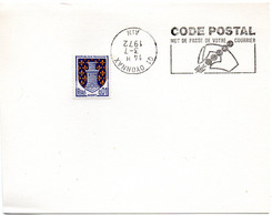 AIN - Dépt N° 01 = OYONNAX 1972 (BD Inversé) = FLAMME à DROITE = SECAP Illustrée   'CODE POSTAL / MOT DE PASSE ' - Código Postal