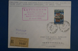 A0 8 FRANCE  BELLE LETTRE   1968  +++PREMIER VOL BOEING  LUFTHANSA PARIS STUTTGART  +AFFRANCH.  PLAISANT   + - Erst- U. Sonderflugbriefe