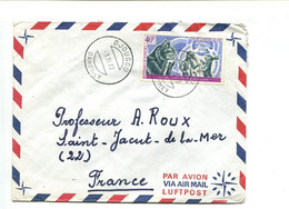 DAHOMEY Djougou 1972 - Affranchissement Seul Sur Lettre - Jean De La Fontaine Chat Belette Et Lapin - Benin - Dahomey (1960-...)