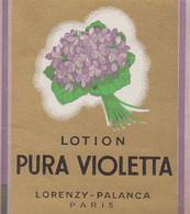 ETIQUETTE  DE PARFUM - LOTION PURA VIOLETTA  - LORENZY PALENCA  PARIS - PERFUME LABEL - Etiquettes