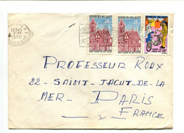 MADAGASCAR 1972 - Affranchissement Sur Lettre - Journée Du Timbre / Facteur / Mobylette/ Habitations - Madagaskar (1960-...)