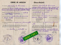 VP19.100 - MILITARIA - AURILLAC X PARIS 1940 - Ordre De Mission - Mr ROUGE - PULLON Né à MANIGOD Doreur Sur Métaux - Dokumente